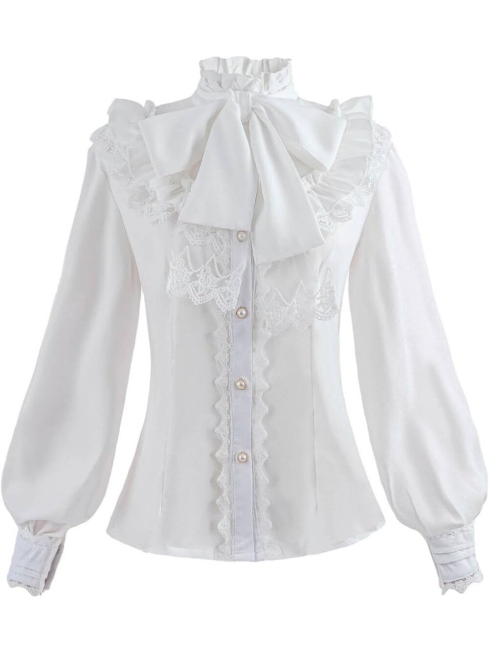 Gothic Victorian Blouse for Women | Vintage Long Sleeve Ruffle Top, Lotus Design